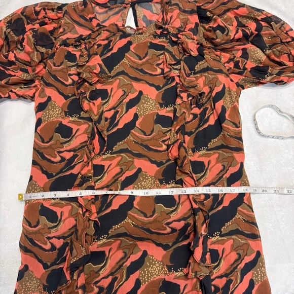 NWT Cleobella Paige Printed Midi Dress Orange Brown flutter details size S - Picture 9 of 12